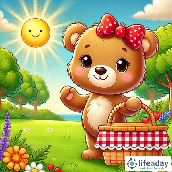 การ์ตูนสำหรับเด็ก ในรูปแบบ นิทานการ์ตูนสองภาษา เรื่อง The Lost and Found Picnic หน้า 1